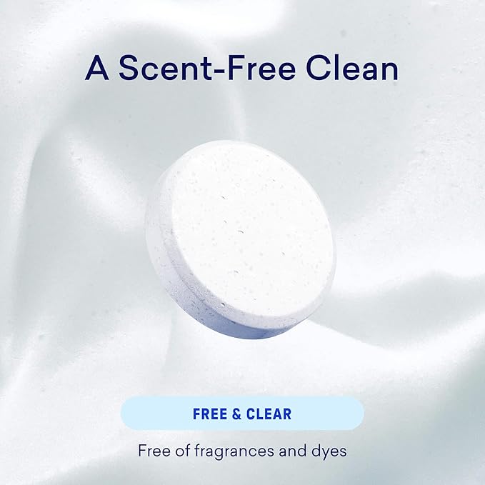 BLUELAND Laundry Detergent Tablets, 60 Count, Plastic-Free Eco-Friendly Pods, Sheets, Liquid Alternative - Fragrance Free and Clear, Natural, Gentle