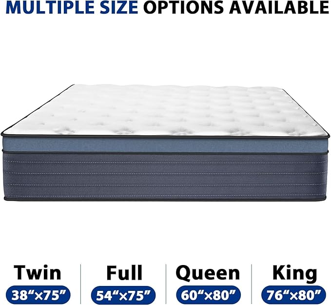 inight Twin Mattress 10 Inch, Hybrid Twin Size Mattress in A Box, Memory Foam and Individual Pocket Spring Mattress for Comfort Night and Pain Relief, Soft Breathable, Fiberglass Free, 180 Night Trial