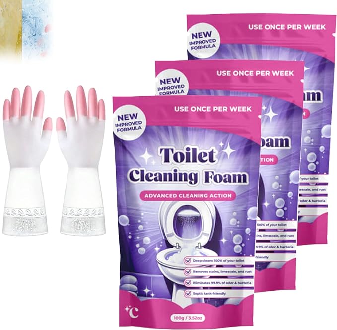 Upgrade Toilet Bowl Cleaner, for Sparkling Clean, Touch Free Foaming Cleaning Powder (3pcs)