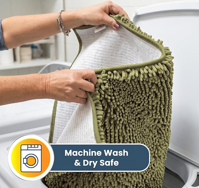 Muddy Mat® | Super Water Absorbent Door Mat Indoor, Microfiber Quick Dry Chenille Entryway Rug, Slip Resistant Front Door Mat, Indoor Mats for Entryway, Machine Washable Pet Rug, Sage 32" x 44"
