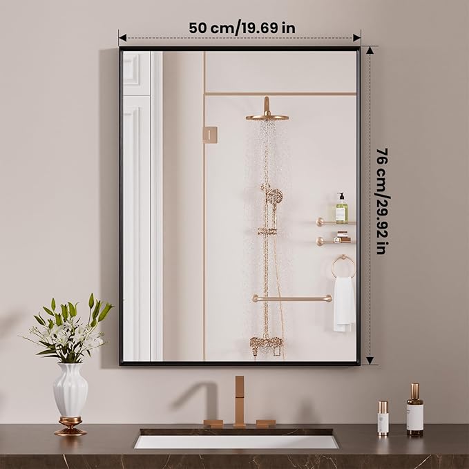 LOAAO Black Bathroom Mirror 20"X30"