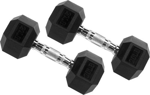 Fitvids Hex Dumbbells - Rubber Coated Hand Weights for Fitness | 10-50LB Options Available