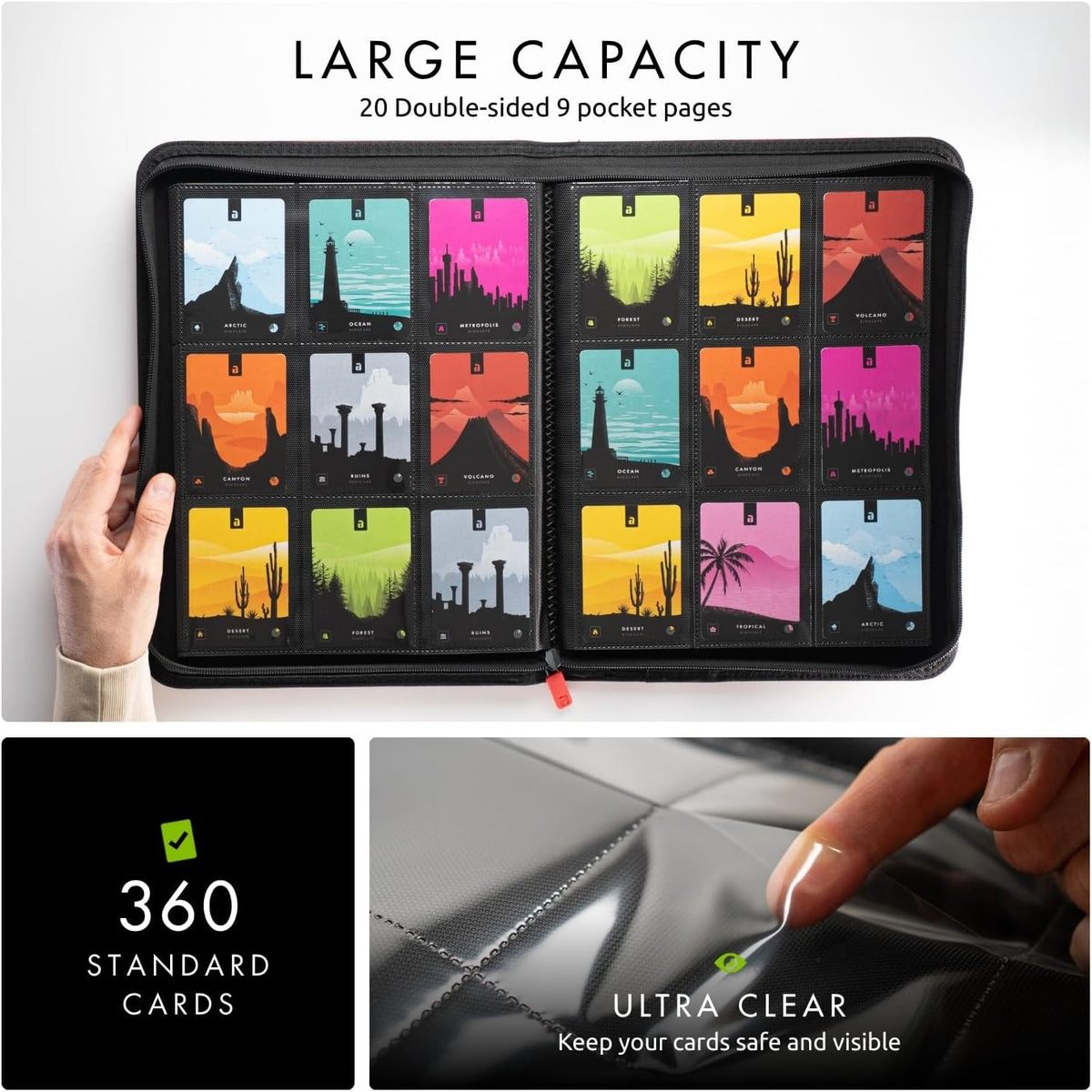 Vault X 9 Pocket Trading Card Zip Binder - Premium Exo-Tec Material, Holds 360 Cards, Red