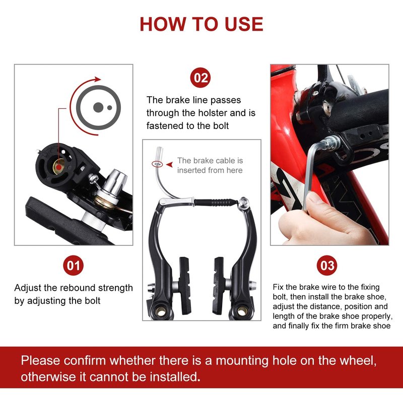Universal Mountain Bike Brakes Set - 2 Pairs, Replacement for Most Bicycles, Includes 2 Pieces Brake Cables, Gear Shift Cable Wire, End Caps, End Ferrules(Black)