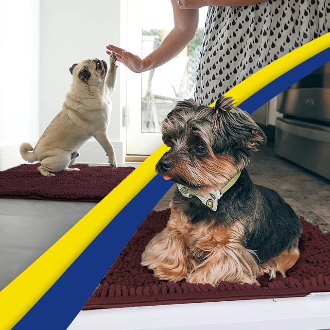 Muddy Mat® | Super Water Absorbent Door Mat Indoor, Microfiber Quick Dry Chenille Entryway Rug, Slip Resistant Front Door Mat, Indoor Mats for Entryway, Machine Washable Pet Rug, Rust 6ft x 9ft