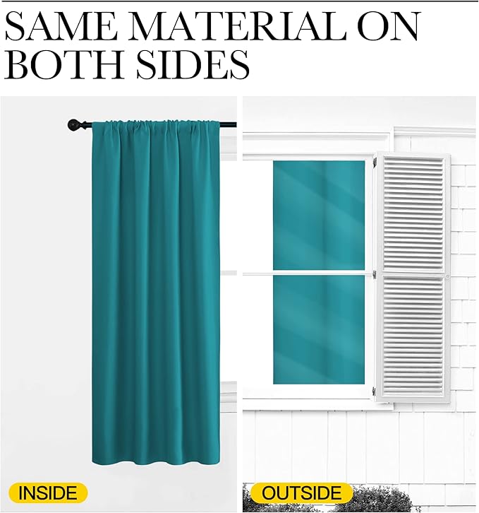 NICETOWN RV Blackout Curtains for Camper Windows, Peacock Blue, Short Blackout