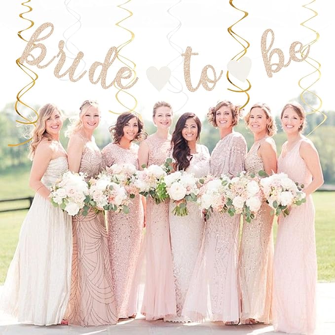 Champagne-Gold Beige Fall Boho Bachelorette Party-Decorations - 21pcs Women Bridal Shower Banner Garland,Bride To Be Paper Streamers Lanterns,Flower Tissue Pom Poms Fan Favors Wedding Decor Huglony