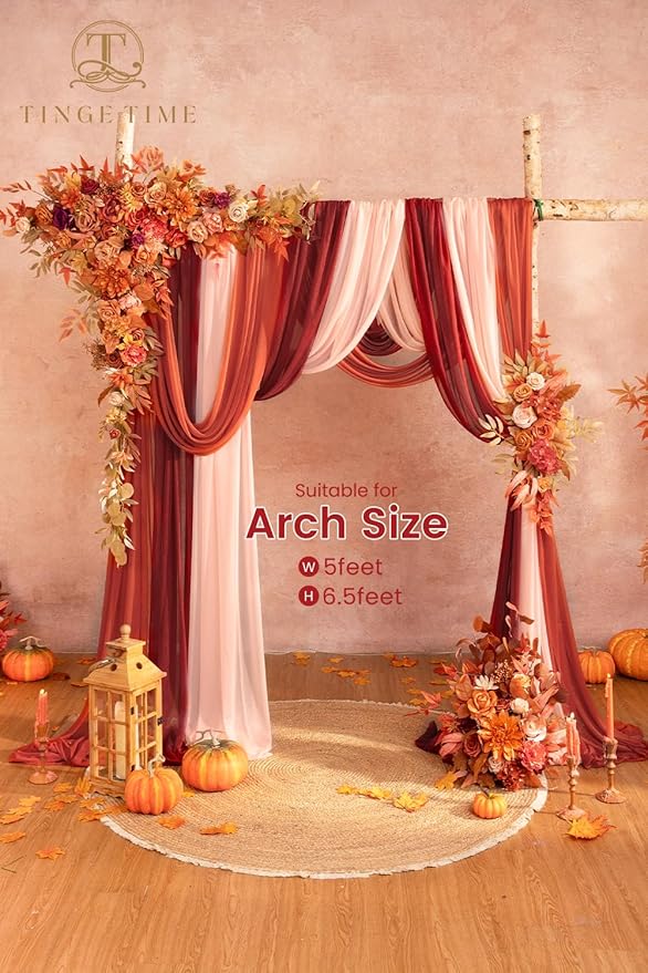 TINGE TIME Artificial Arch Flowers Kit Pack of 5, Fall Wedding Decorations for Reception with Hanging Flowers, Wedding Arch Silk Floral Arrangements Ceremony Backdrop Bridal Shower Outdoor Party Decor