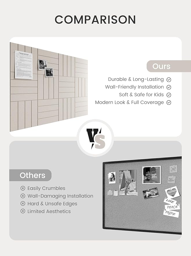 Bumusty Large Cork Board Alternative-48 x 36" Felt Bulletin Board Tiles