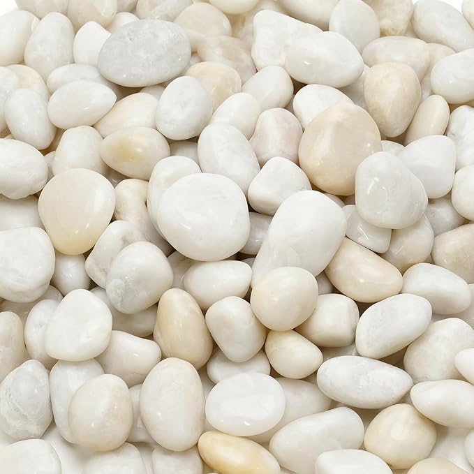 Mr. Fireglass 10lb White River Rocks, 3/8 inch Natural Decorative Polished Pebbles Aquarium Gravel Stones for Landscaping, Indoor Plants, Vase, Succulent, Fish Tank