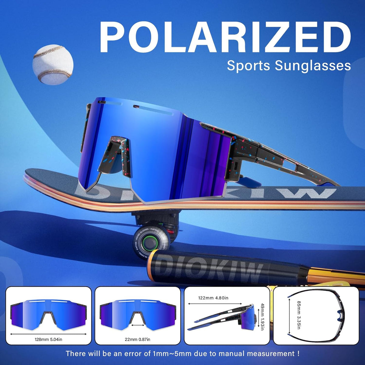 Skiennix Kids Sunglasses - Polarized UV400 Protection for Youth Baseball & Softball | 4-Pack