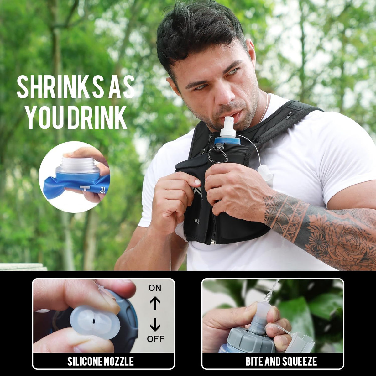 Revali Running Vest - Reflective Zip Design with 500ml Hydration Bottle | Adjustable & Breathable Gear for Men & Women