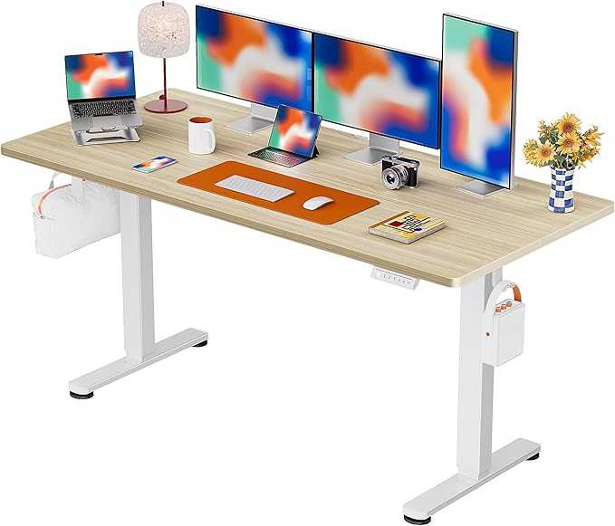 ErGear Height Adjustable Electric Standing Desk, 71 x 30 Inches Sit Stand up Desk, Memory Computer Home Office Desk, Natural
