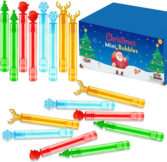 200 Pack Bulk Christmas Bubbles Party Favors Supplies,Mini Holiday Christmas Treats Bags Stocking Fillers Novelty Items Toys for Toddler Kids,X-mas Parade Giveaways Prizes Trinkets for Students