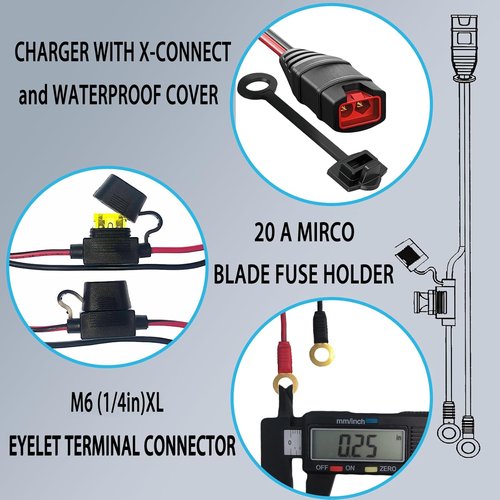 GC002 X-Connect | NOCO Battery Charger Accessories - 2 Pack M6 (1/4in) XL Eyelet Terminal Cables