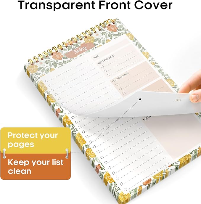 Taja To Do List Notepad - To Do List Notebook for Work with 52 Sheets, Undated Daily Planner Perfect for Daily Tasks and Goal Setting, Notepad Suitable for Office, Home & School - Sunshine Field