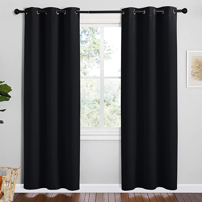 NICETOWN Bathroom Blackout Thermal Curtains and Drapes, 2 Panels, 42 inches
