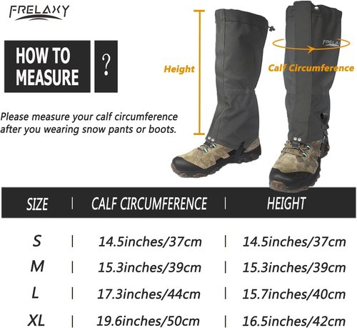 Frelaxy Leg Gaiters - Ultra High-Performance Waterproof Hiking Gaiters | Adjustable Rubber Foot Strap