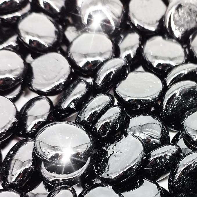 Fire Glass 19 Pound Onyx Black Glass Beads for Fire Pit 1/2 inch Tempered Glass Rocks