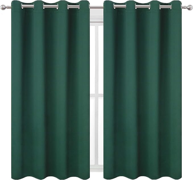 LEMOMO Blackout Curtains 52 x 45 inch/Green Curtains Set of 2 Panels/Thermal