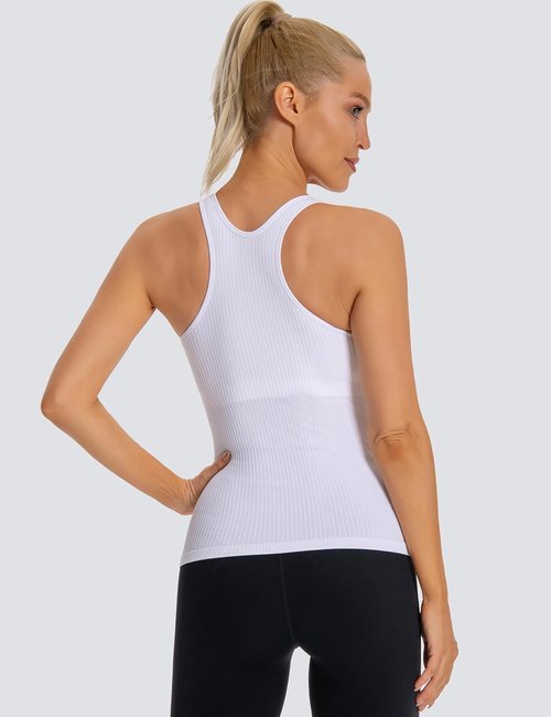 MathCat Workout Tank Tops - Women's Sleeveless Yoga Top with Built-In Bra | Seamless Racerback Design