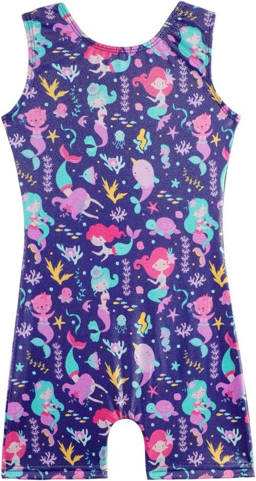 Alakuoti Girls' Gymnastics Leotard - Cute Floral Unitard with Shorts | Sizes 2-10 Years