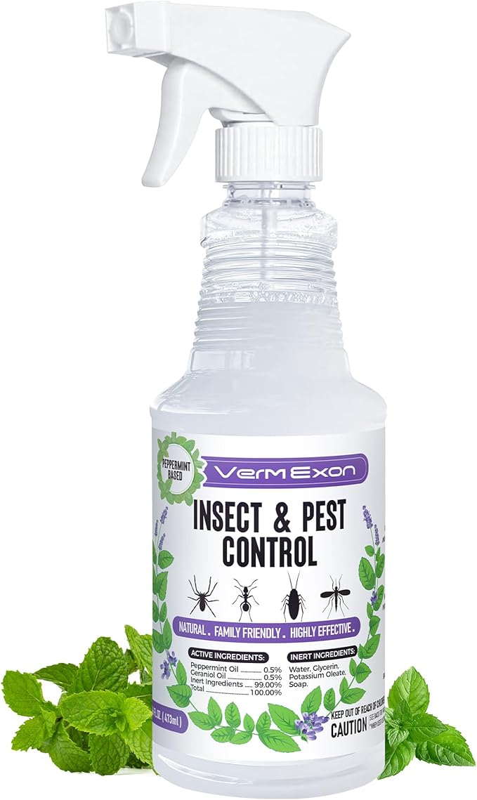 Peppermint Oil Insect & Pest Control Spray ?€? 16oz Natural Plant-Based Bug Killer for Spiders, Ants, Flies, and Other Insects, Safe for Home & Kitchen Use
