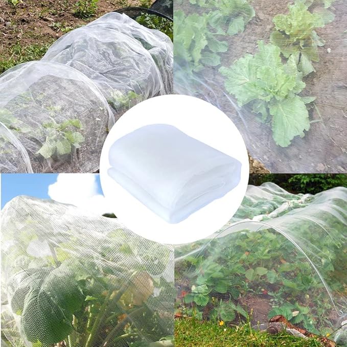 Agfabric Garden Netting 6'x10' Insect Pest Barrier Bird Netting for Garden Protection,Row Cover Mesh Netting for Vegetables Fruit Trees and Plants,White