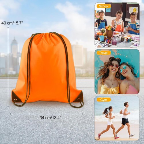 KUUQA Drawstring Bags - 25Pcs Orange String Backpacks for Gym, Sports & Travel