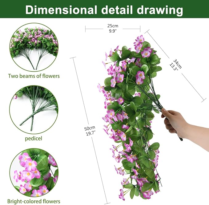 ZFProcess Artificial Fake Hanging Flowers Plants