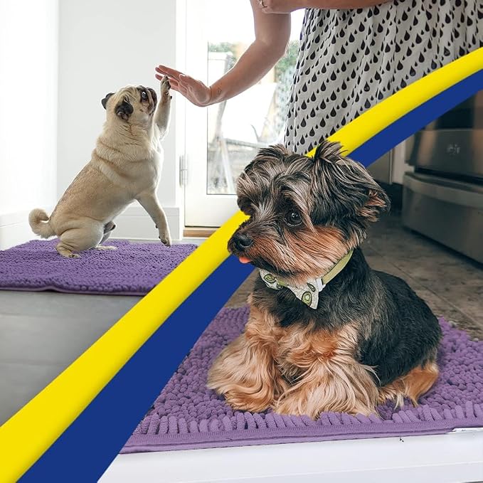 Muddy Mat® | Super Water Absorbent Door Mat Indoor, Microfiber Quick Dry Chenille Entryway Rug, Slip Resistant Front Door Mat, Indoor Mats for Entryway, Machine Washable Pet Rug, Lavender 48" x 72"