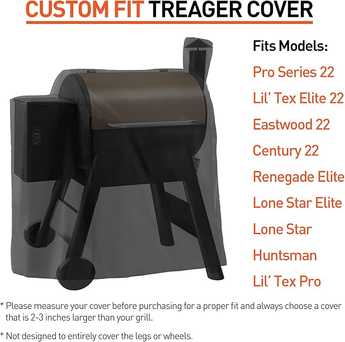 Pellet Grill Cover Compatible with Traeger Pro 22 Series - Waterproof Wood BBQ Smoker Protector for Century 22, Eastwood 22, Pro 575, Lil' Tex Elite 22, Heavy Duty Polyester Grilling Covers