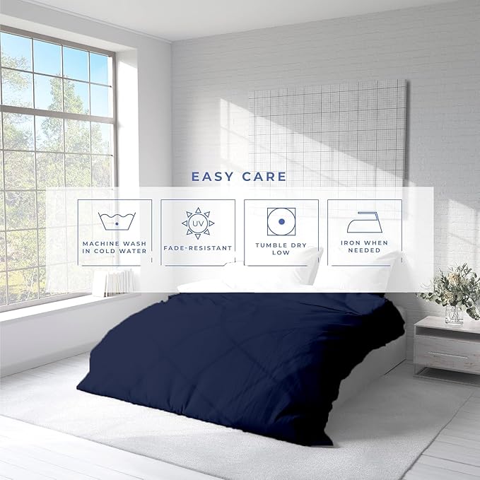 Kotton Culture 120"x98" 1 Pc Oversized King Duvet Cover Only 100% Egyptian Cotton - 600 TC Comforter Cover, Zipper Closure & Corner Ties - Fits Large King Inserts (Oversized King, Navy Blue)