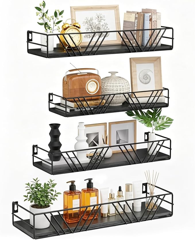 Floating Shelves for Wall, 4 Sets Rustic Wall Mounted Shelves