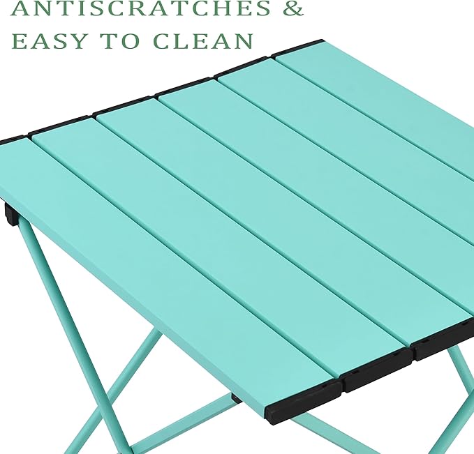 Grope Portable Camping Table with Aluminum Table Top, Folding Beach Table Easy to Carry, Prefect for Outdoor, Picnic, BBQ, Cooking, Festival, Beach, Home (Sky Blue-L)
