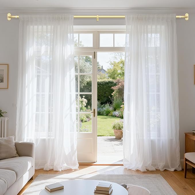 Curtain Rods 32-46 Inch, 1 Inch Adjustable Heavy Duty Room Darkening Window
