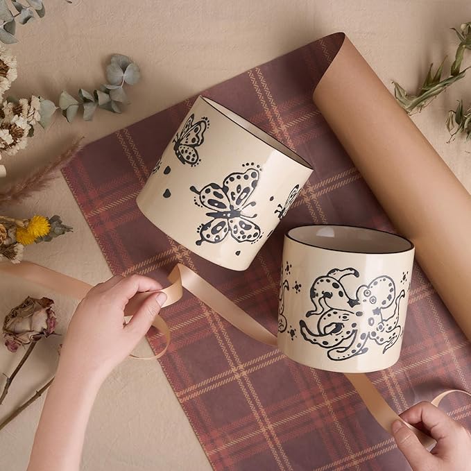 STHIE 5 Inch Ceramic Plant Pots with Drainage Holes, Small Round Flower Pots for Indoor Plant, Unique Animal Flower Planters (Octopus)