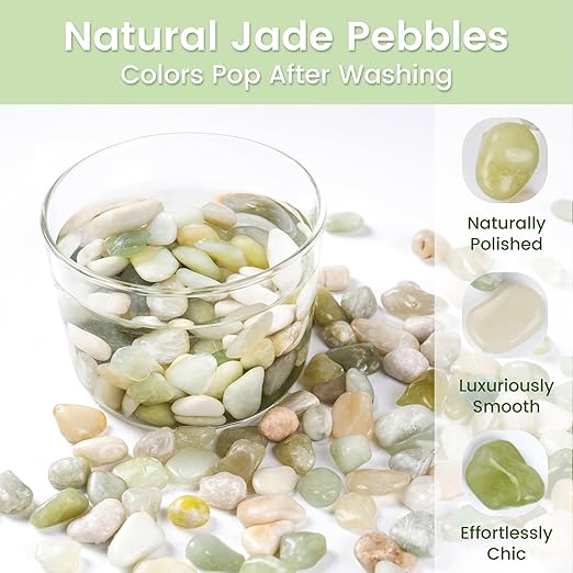 SIDONG 20 LB Jade Pebbles, 2/5 Inch Natural Decorative Polished Jade Stones, Jade River Rocks for Succulents, Cactus, Vases, Indoor Plants, Garden Landscaping, Bamboo