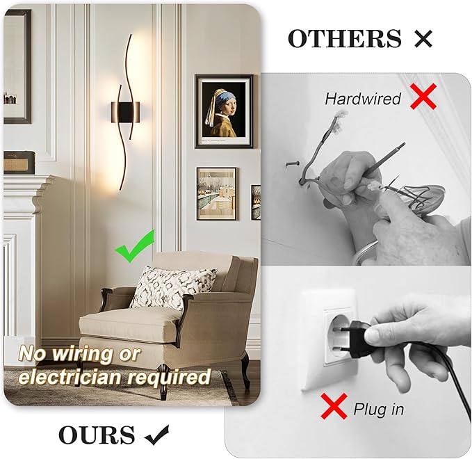 KARTOOSH Battery Operated Wall Sconces Set of Two