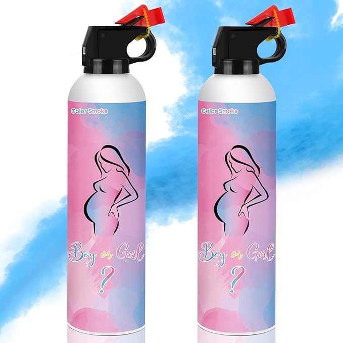 Gender Reveal Fire Extinguisher, Blue Party Decor, Baby Boy Reveal Party Supplies 100% Biodegragable for Gender Reveal Decorations（2 Pack）