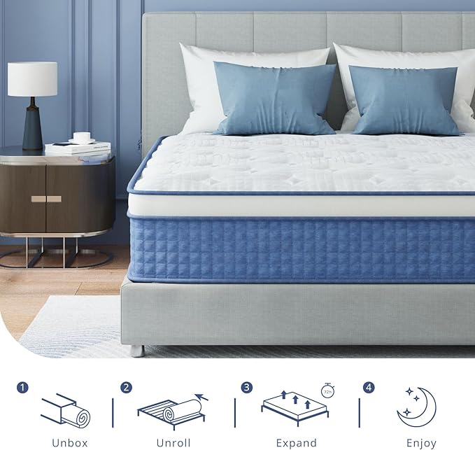Twin XL Mattress 10 Inch Hybrid Mattress in a Box, Medium Firmness, Foam and Individual Pocket Springs for Motion Isolation & Pressure Relief, CertiPUR-US Certified, 38" x 80"