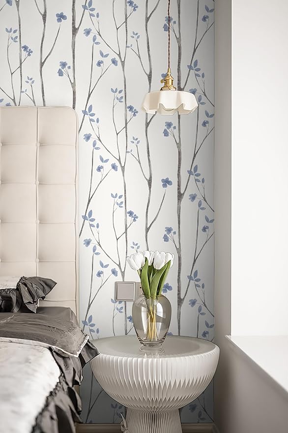 Timeet Purple Peel and Stick Wallpaper Removable Self-Adhesive Floral Wall