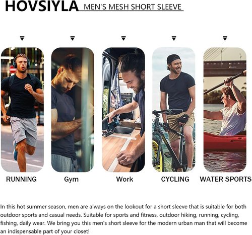 HovSiyla Men's Running Shirts - Breathable Dry Fit Athletic Tops for Cool Workouts | 1/5 Pack