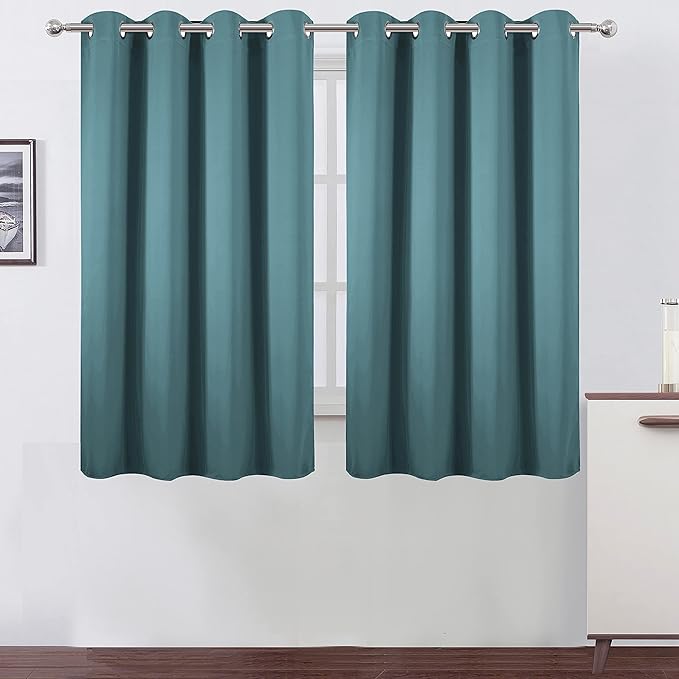 LEMOMO Blackout Curtains 52 x 45 inch/Sea Teal Curtains Set of 2 Panels/Thermal
