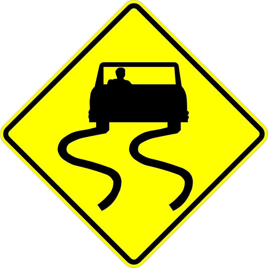 Municipal Supply & Sign Co 18 x 18 Slippery When Wet Sign - Prominent 3M High Intensity Prismatic Reflective Sheeting - MUTCD Compliant Safety Sign with a Solid 10-Year 3M Warranty.