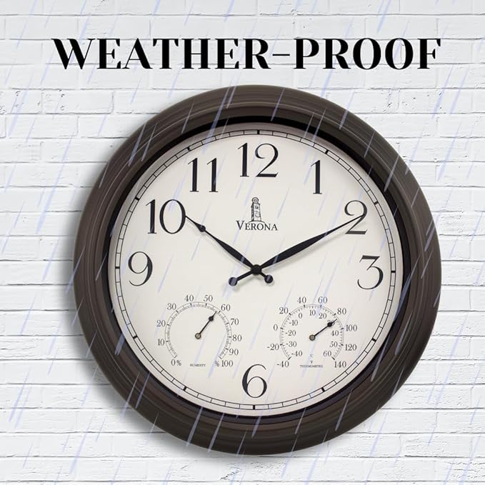 18 inch Outdoor Clocks for Patio Large Waterproof