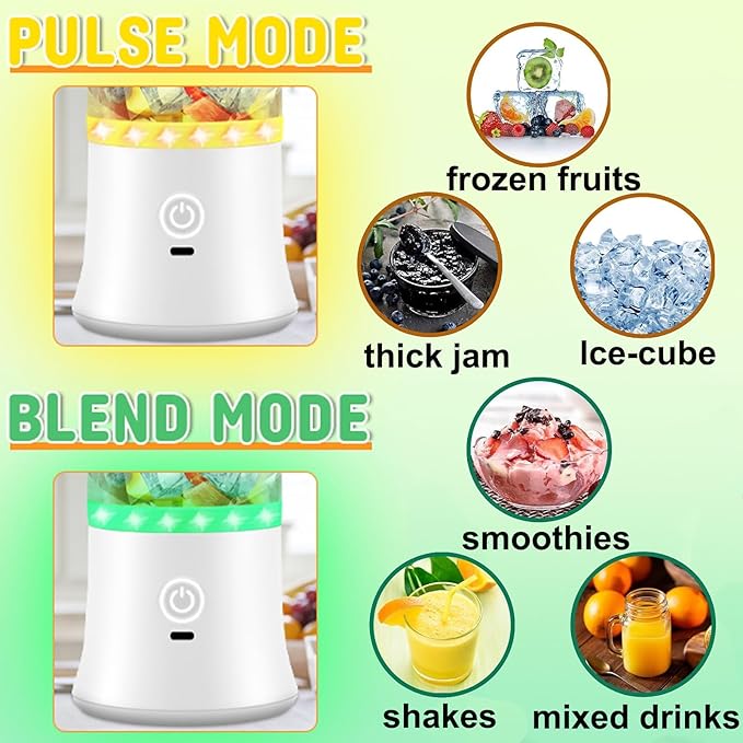 Portable Blender for Smoothies Shakes Juice, 20 Oz for Gym Home Office Travel, Personal Small Mini Glass Mixer, with 6 Blades 150W USB Rechargeable Electric Handheld Blender Cup Watter Bottle