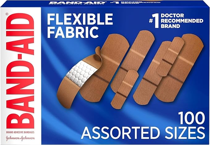 Band-Aid Brand Flexible Fabric Adhesive Bandages for Wound Care & First Aid, Assorted Sizes, 100 ct, Pack of 10 (1000 Count) (1000 Count)