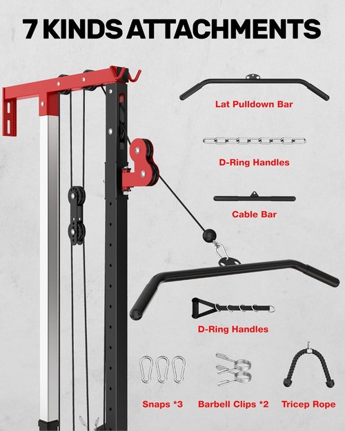 JELENS RC01 Foldable LAT Pulldown Machine - Adjustable Seat & 16 Positions | Home Gym Cable Station