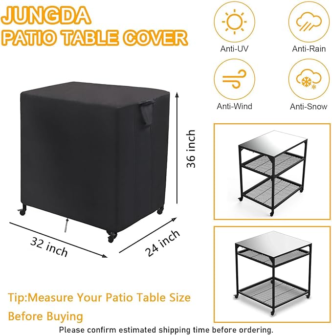 Outdoor Table Cover for Ooni Medium Modular Table, 32 Inch Waterproof Outdoor Kitchen Pizza Oven Table Cover, Patio Grill Cart Covers Dustproof, Sunproof - 32 x 24 x 35 Inch